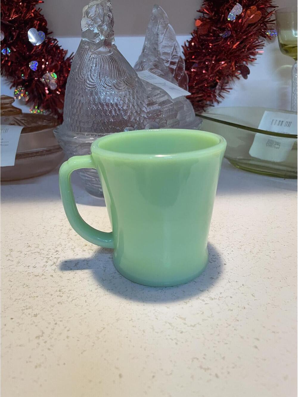 Vintage Fire King Jadeite D Handle Mug Anchor Hocking Milk Glass